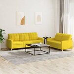 vidaXL Ensemble de canapés 2 Pièces avec coussins Jaune clair Tissu