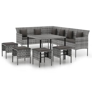 vidaXL Ensemble à manger jardin 6Pièces et coussins gris résine tressée