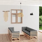 vidaXL Salon de jardin 9 Pièces avec coussins Bois de pin massif