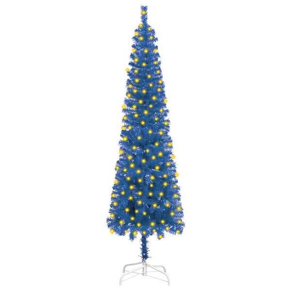 vidaXL Arbre de Noël mince pré-éclairé bleu 210 cm