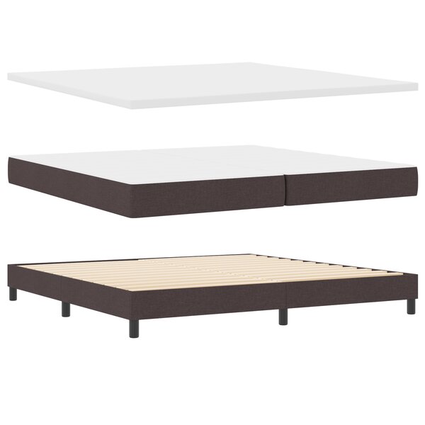 Lit Box Spring vidaXL avec Matelas Marron Foncé 200x200 cm Tissu
