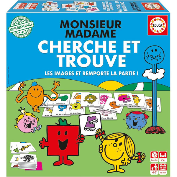 Jeu de société - Cherche et trouve - Monsieur Madame - Memory - Dès 4 ans - Educa