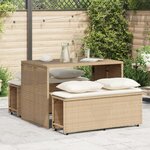 vidaXL Ensemble à manger de jardin et coussins 3 Pièces Beige poly rotin