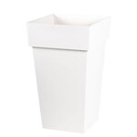 EDA Pot de fleur haut carré Toscane - 39 x 39 x H 65 cm - 62 L - Blanc