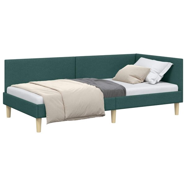 vidaXL Cadre de lit d'angle Vert foncé 100 x 200 cm Tissu