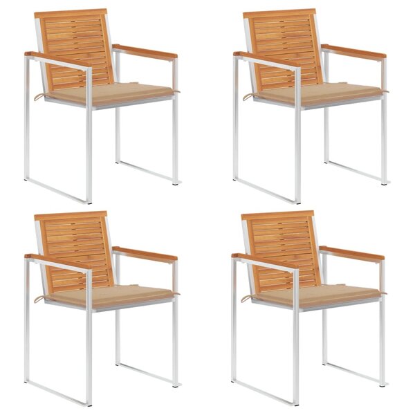 vidaXL Chaises de jardin 4 Pièces avec coussins Bois d'acacia massif