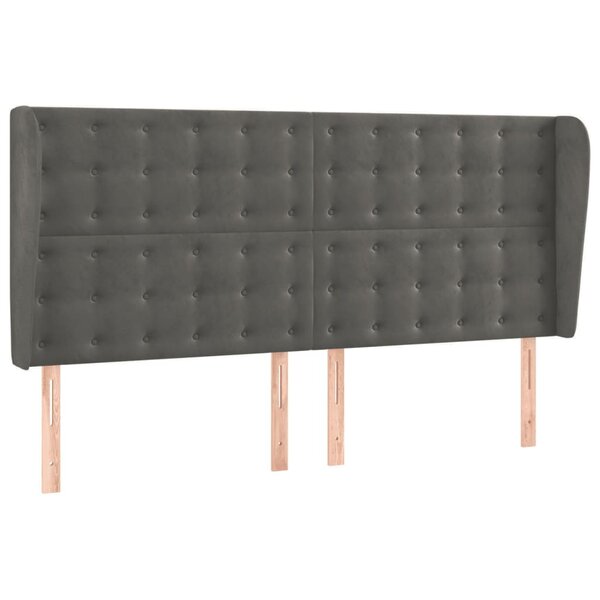 vidaXL Tête de lit avec oreilles Gris foncé 183x23x118/128 cm Velours