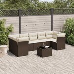 vidaXL Salon de jardin 8 Pièces avec coussins marron résine tressée