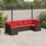 vidaXL Salon de jardin avec coussins 7 Pièces marron résine tressée