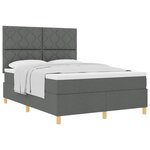 vidaXL Lit à ressorts avec tête de lit Gris foncé 160 x 200 cm tissu