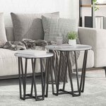 vidaXL Ensemble de tables d'appoint 2 Pièces Gris sonoma et Noir