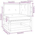 vidaXL Salon de jardin 2 Pièces avec coussins Marron miel Bois de pin