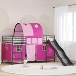 vidaXL Lit mezzanine pour enfants Noir et rose 99 5 x 200 cm Métал