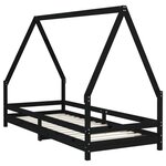 vidaXL Cadre de lit pour enfants noir 90x200 cm bois de pin massif