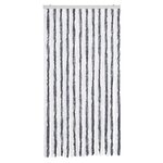 vidaXL Rideau anti-mouches gris et blanc 100x230 cm chenille