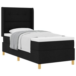 vidaXL Lit à ressorts avec matelas Noir 90 x 200 cm tissu