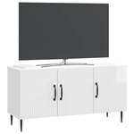 vidaXL Meuble TV Blanc brillant 99 x 34 5 x 50 cm Bois d'ingénierie