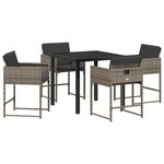 vidaXL Ensemble repas de jardin 5 pièces avec coussins en poly rotin gris