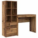 vidaXL Bureau avec tiroir avec étagère avec stockage 2 Pièces Bois ancien