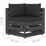 Vidaxl salon de jardin 7 pièces avec coussins bois imprégné de gris