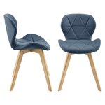 Lot de 2 chaises similicuir 81 x 57 x 49 cm bleu 03_0006757