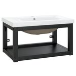 vidaXL Cadre de lavabo de salle de bain vasque à encastrer Noir Fer