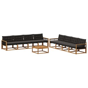 vidaXL Ensemble de canapés d'extérieur 9 Pièces Naturel et noir