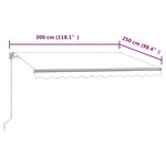 vidaXL Auvent rétractable automatique 300x250 cm Jaune et blanc