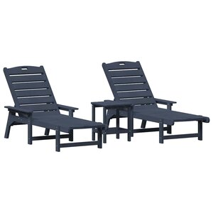 vidaXL Transat 3 pc Polyéthylène Bleu marine