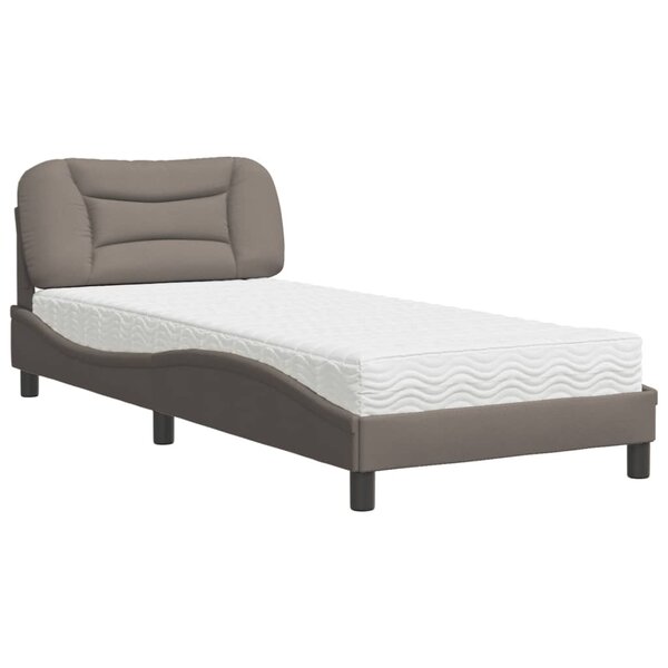 vidaXL Lit avec matelas taupe 80x200 cm tissu