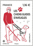 Timbre - Chiens guides d'aveugles - Lettre verte