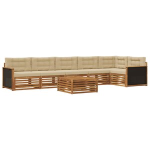 vidaXL Ensemble de canapés d'extérieur 7 pc Naturel et Beige Polyester