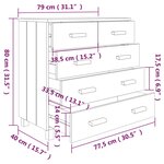 vidaXL Buffet HAMAR Gris clair 79x40x80 cm Bois massif de pin