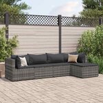 vidaXL Salon de jardin 5 Pièces avec coussins Gris Résine tressée
