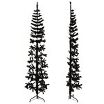 vidaXL Demi sapin de Noël artificiel mince avec support Noir 210 cm