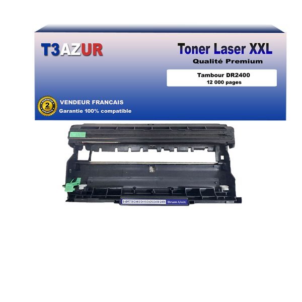 Kit Tambour compatible avec Brother DR2400 pour  Brother HL-L2372DN  L2375DW  L2357DW  L2370DN  L2310D  L2350DW  L2395DW - 12 000 pages - T3AZUR