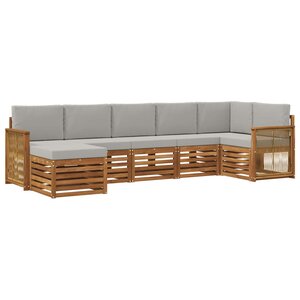 vidaXL Ensemble de canapés d'extérieur 6 pc Naturel et gris clair