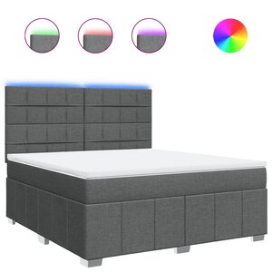 vidaXL Sommier à lattes de lit avec matelas Gris foncé 180x200cm Tissu