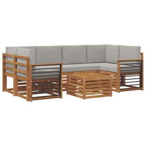 vidaXL Ensemble de canapés d'extérieur 7 pc Gris Naturel et Clair