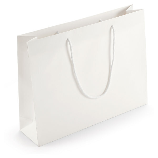 Sac papier pelliculé blanc mat spécial salon 45x35x12 cm (lot de 25)
