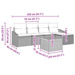 vidaXL Canapé de Jardin 6 Places avec Coussins en Poly Rattan Noir Acacia
