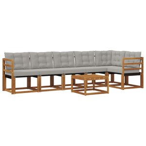 vidaXL Ensemble de canapés d'extérieur 7 pc Gris Naturel et Clair