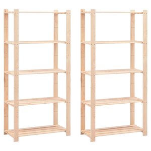 vidaXL Étagères de stockage 5 niveaux 2 Pièces 80x38x170 cm Pin 250 kg