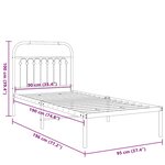 vidaXL Cadre de lit métal sans matelas avec tête de lit noir 90x190 cm