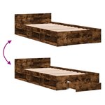 vidaXL Cadre de lit et tiroir chêne fumé 100x200 cm bois d'ingénierie
