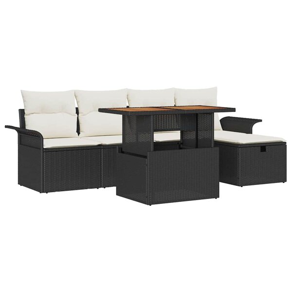 vidaXL Ensemble de canapé de jardin 6 Pièces Noir polyrotin