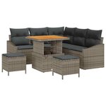 vidaXL Ensemble de canapé de jardin avec coussin 8 Pièces Gris Poly rotin