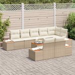 vidaXL Ensemble de canapé de jardin 9 Pièces beige et crème Poly rotin