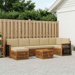 vidaXL Ensemble de canapés d'extérieur avec coussin 7 Pièces Naturel