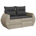 vidaXL Salon de jardin 4 Pièces avec coussins gris clair résine tressée